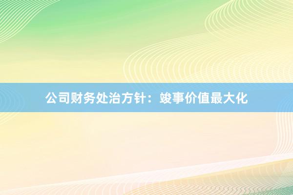 公司财务处治方针:竣事价值最大化
